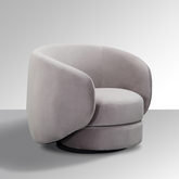Cuddo Swivel Armchair - Grey Velvet in Grey Background