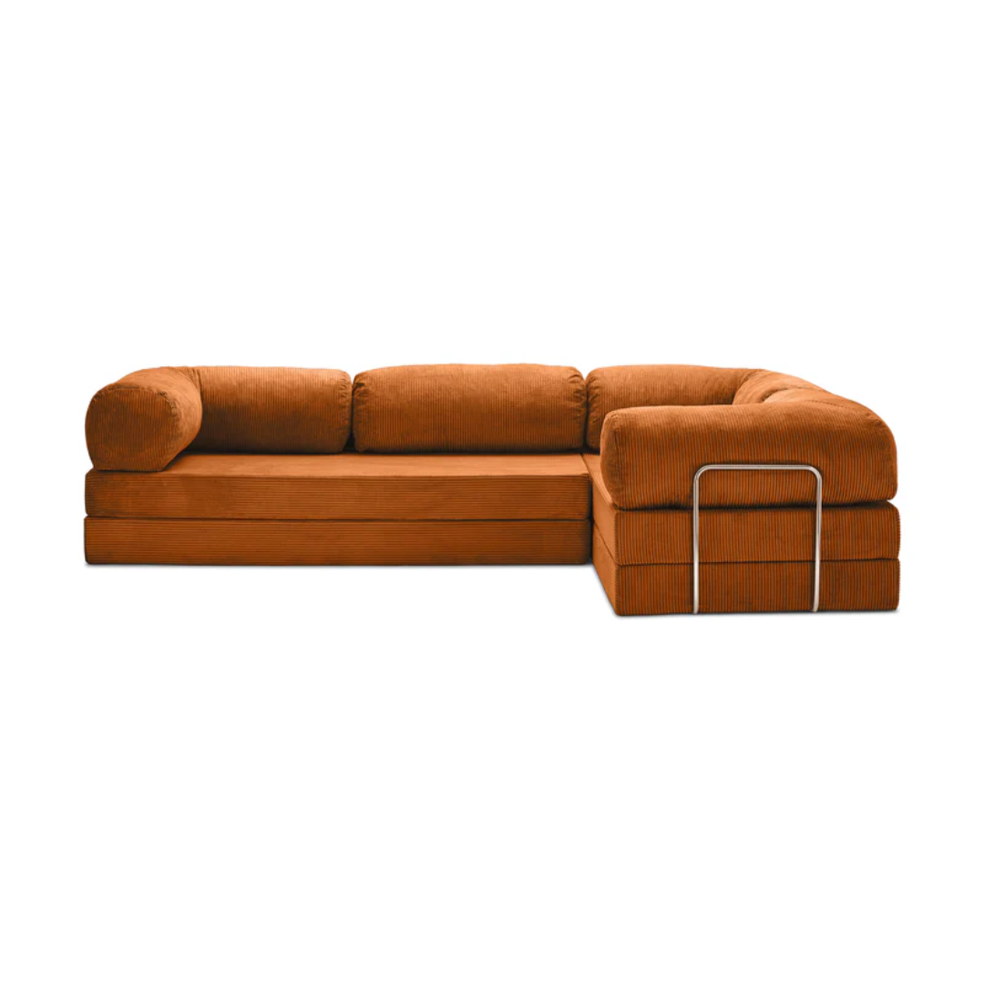 Belle Convertible L-Shaped Modular Sofa Bed - Corduroy BUBULAND HOME