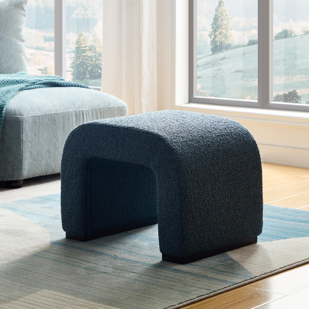 Arch Bench Ottoman  - Premium Blue Boucle 60cm/120cm/155cm/180cm - BUBULAND HOME