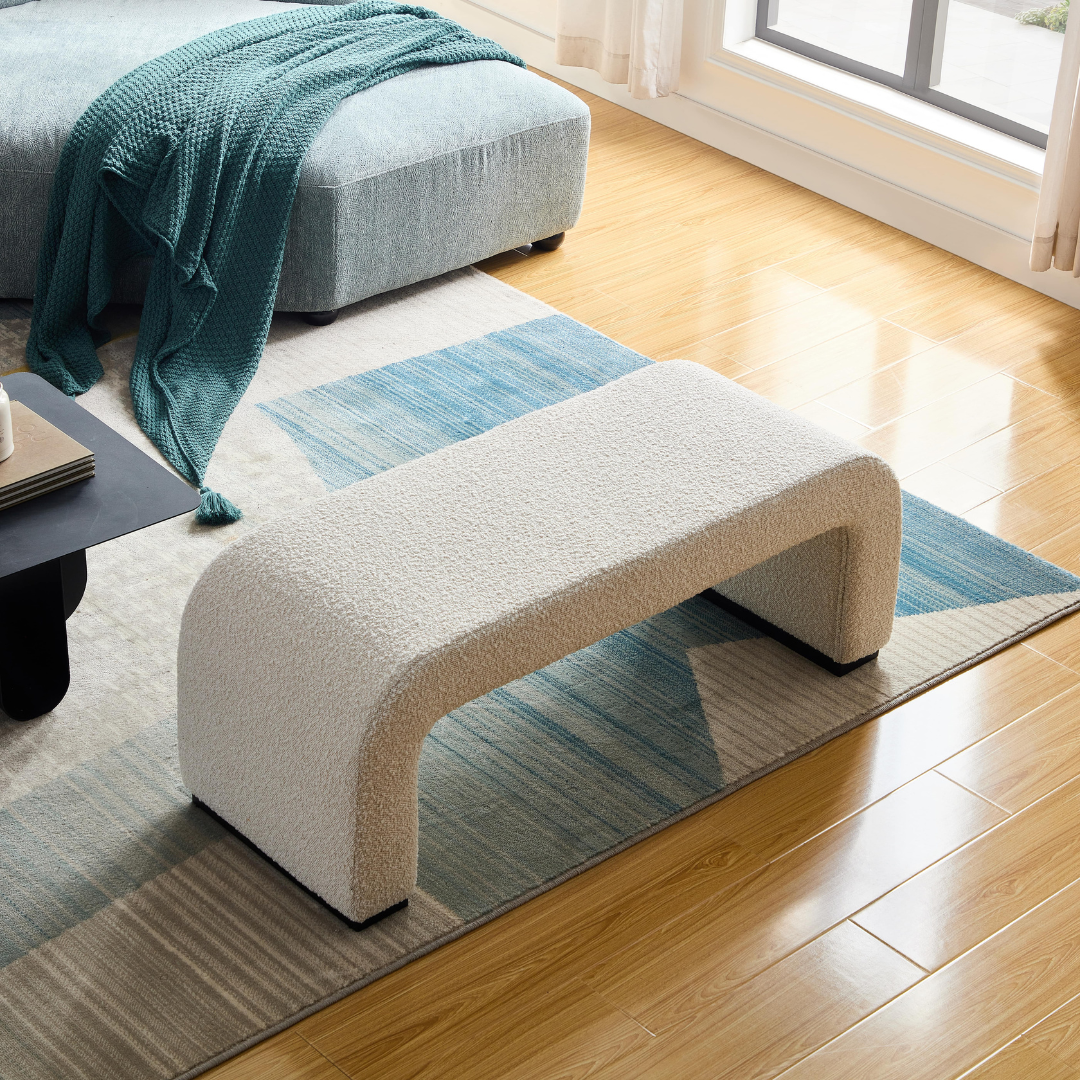 Arch Bench Ottoman  - Premium Ivory Boucle 60cm/120cm/155cm/180cm - BUBULAND HOME