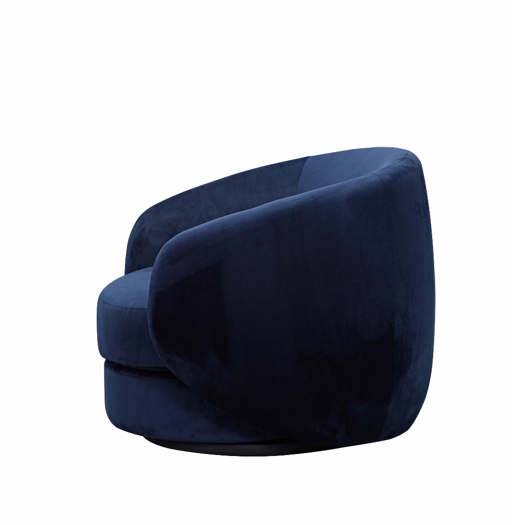 Cuddo Swivel Armchair - Navy Blue in White Background