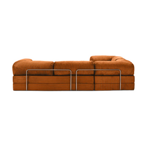 Belle Convertible L-Shaped Modular Sofa Bed - Burnt Orange Corduroy