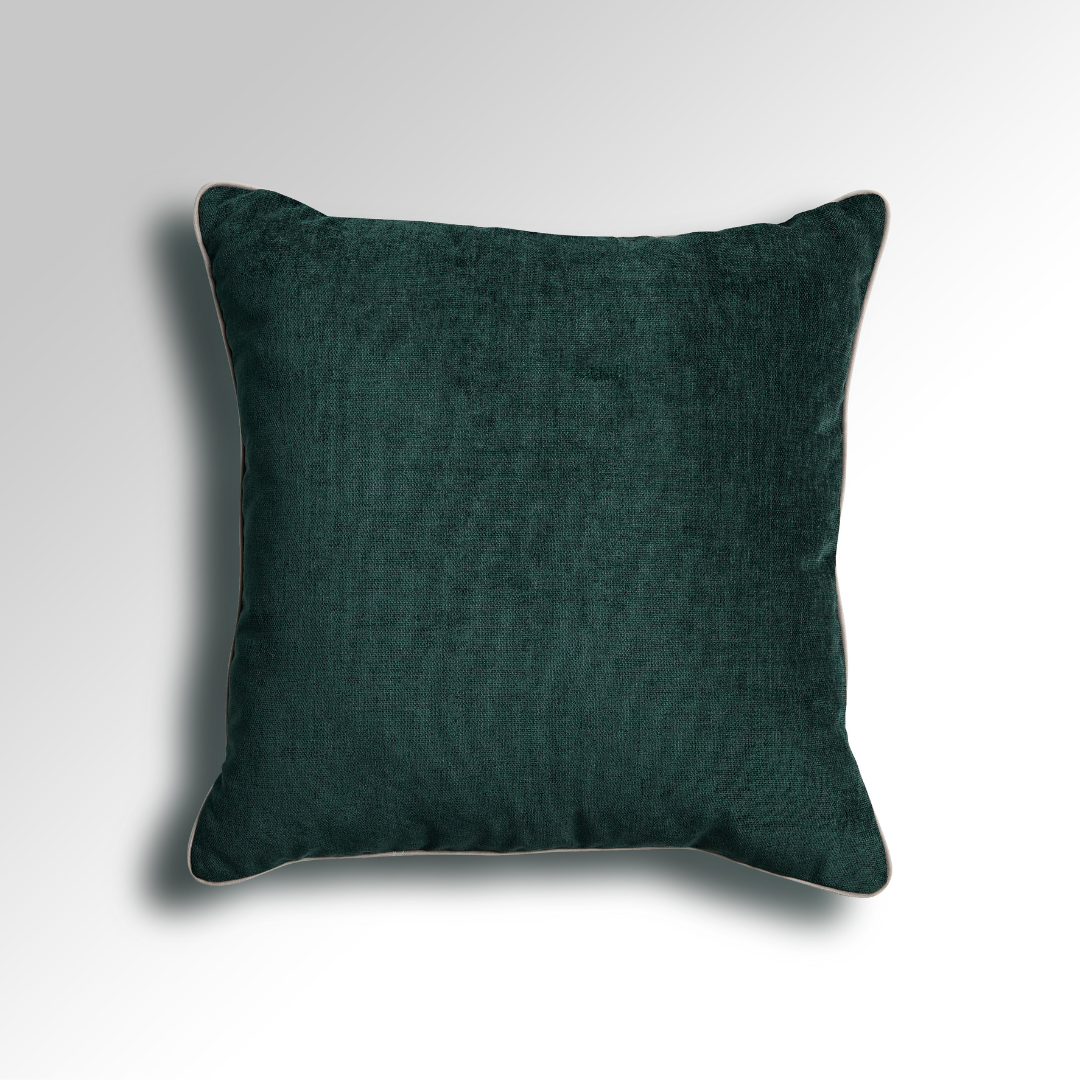 Flex Green Premium Fabric Cushion with Grey Piping - Square