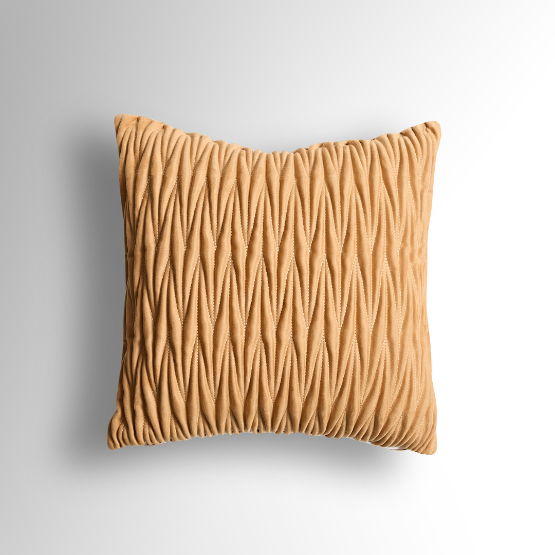Barry Caramel Suede Cushion with Pinched Plate - Square