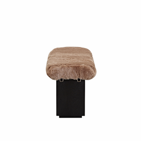 Amelie Bench Ottoman - Brown Faux Fur in White Background