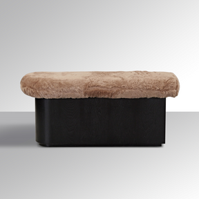 Amelie Bench Ottoman - Brown Faux Fur in Grey Background