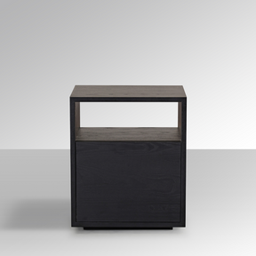 Marro Black Timber Side Table in Grey Background