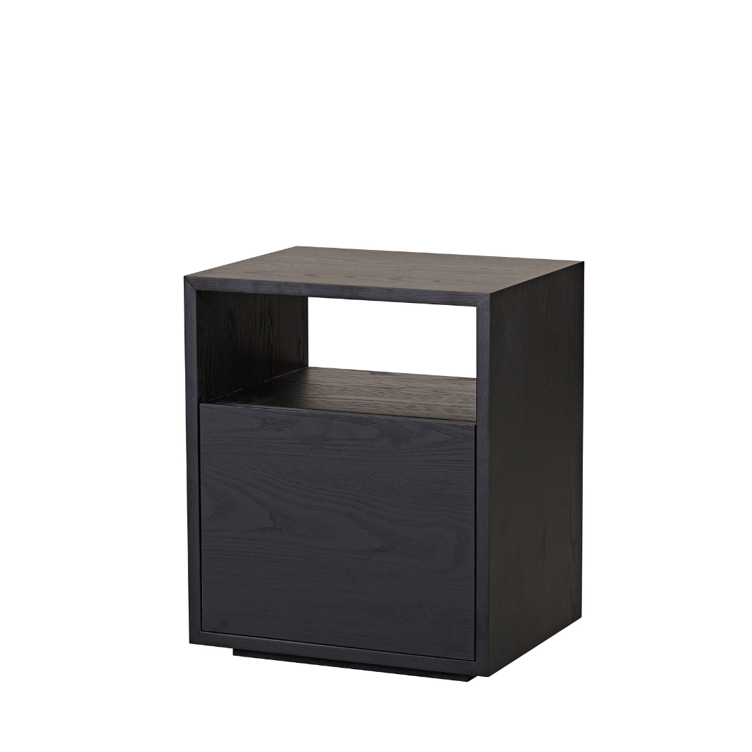 Marro Black Timber Side Table in White Background