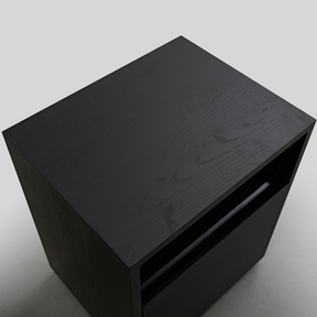 Marro Black Timber Side Table in Grey Background Top View