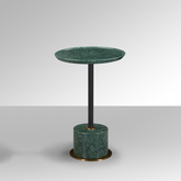 Dion Green Marble Side Table in Grey Background