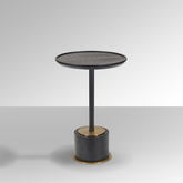 Dion Black Timber Side Table in Grey Background