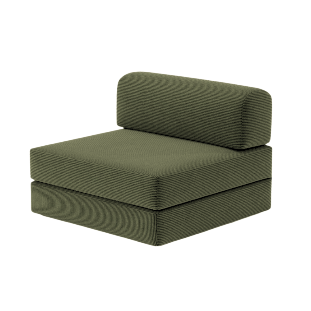 Flex Cream Premium Fabric Cushion with Green Piping - Square