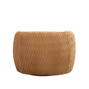 Barry Swivel Armchair with Pinch Plate - Caramel Suede in White Background