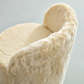 Glamour Swivel Armchair - Cream Faux Fur Detail