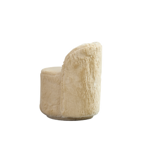 Glamour Swivel Armchair - Cream Faux Fur in White Background