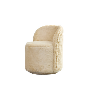 Glamour Swivel Armchair - Cream Faux Fur in White Background