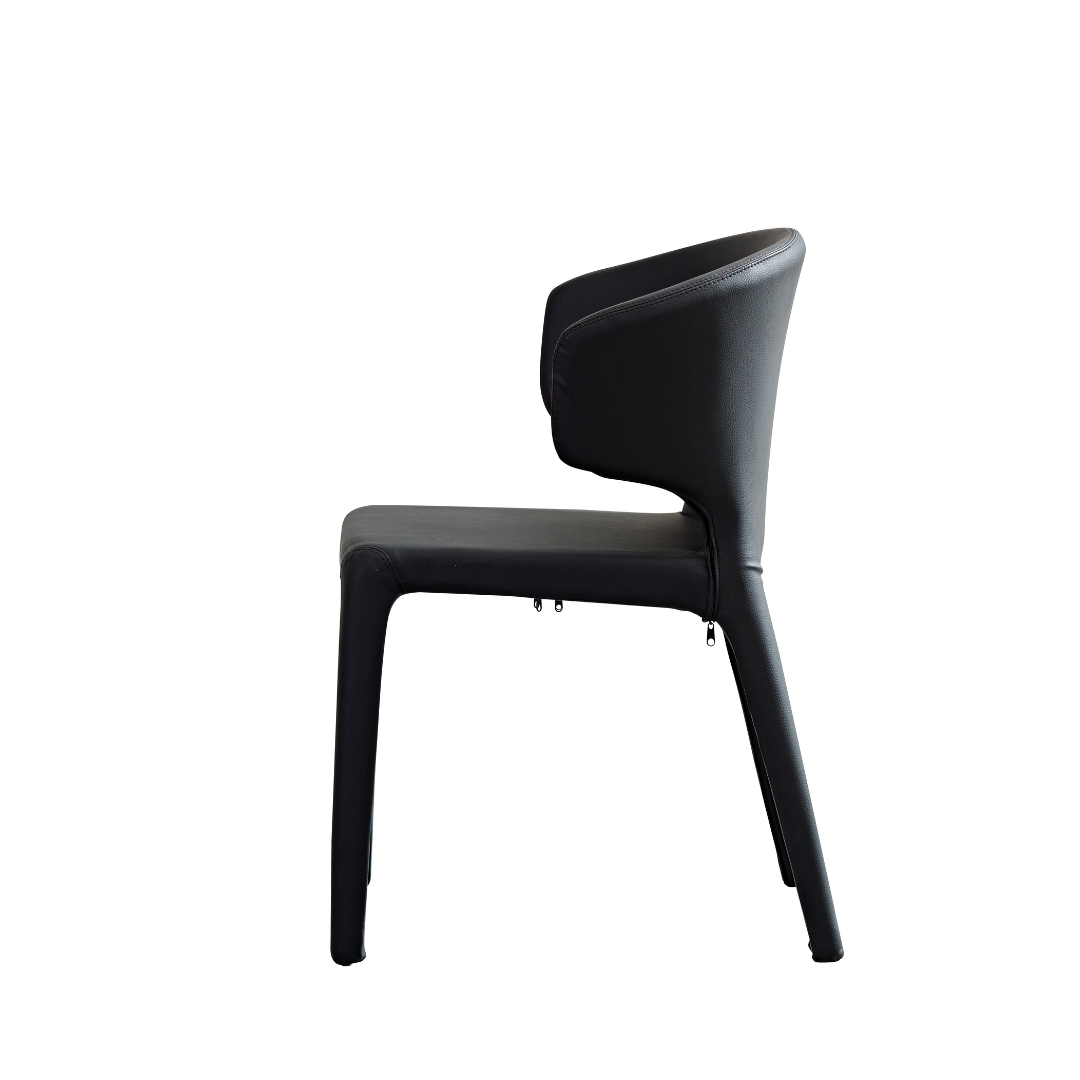 Toorak Dining Chair - Black Faux Leather in White Background