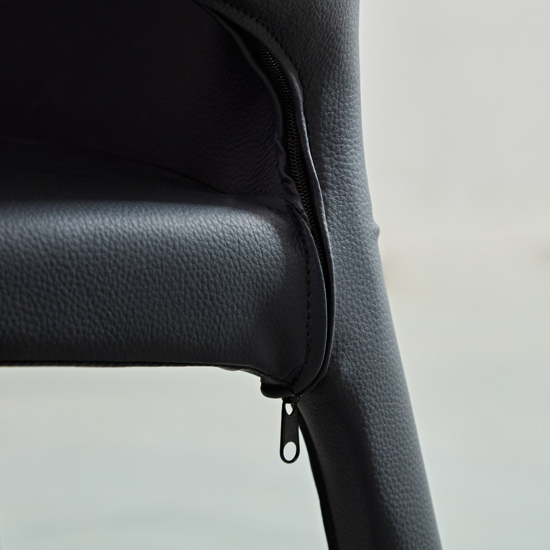 Toorak Dining Chair - Black Faux Leather Detail