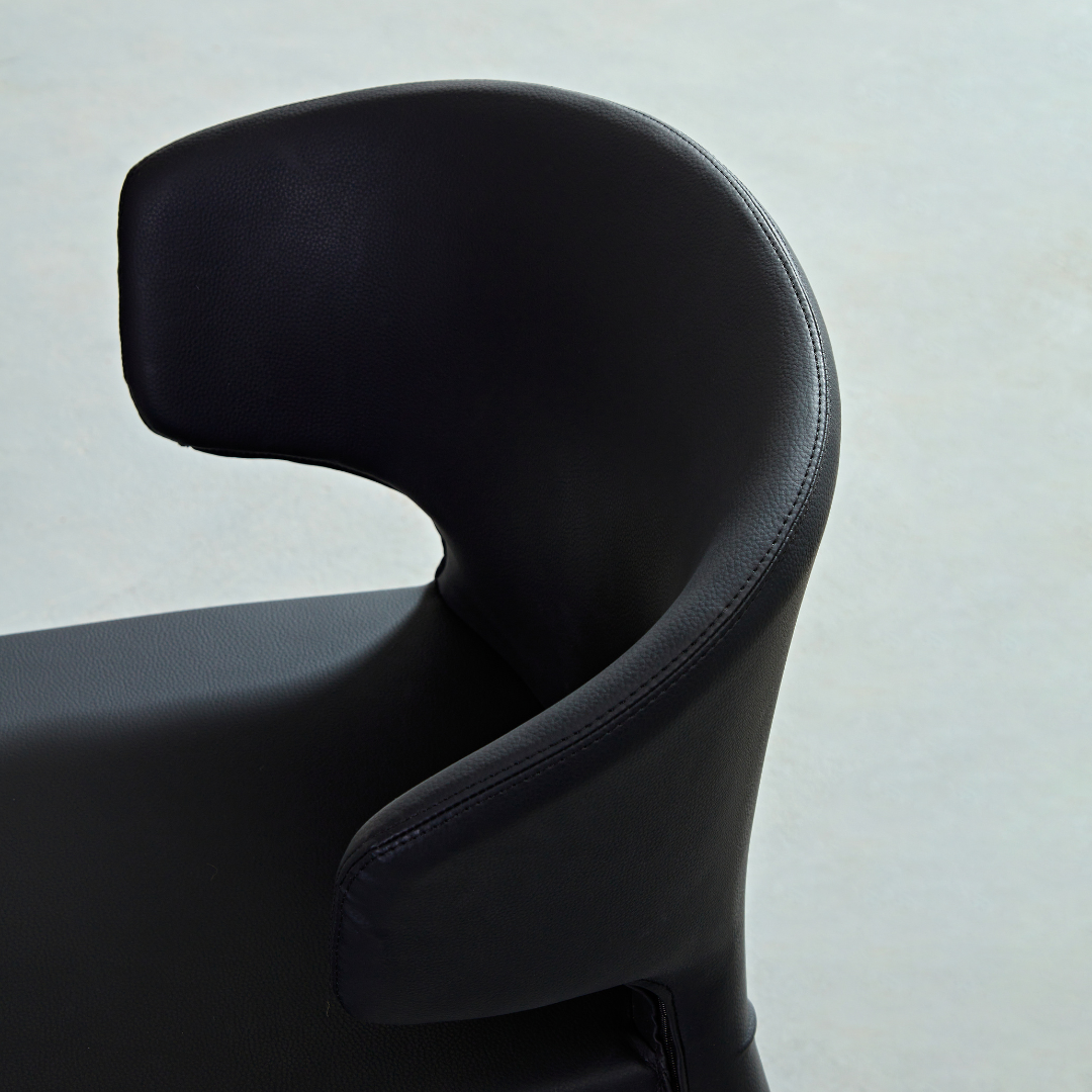 Toorak Dining Chair - Black Faux Leather in Grey Background
