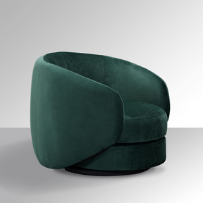 Cuddo Swivel Armchair - Green Velvet in Grey Background