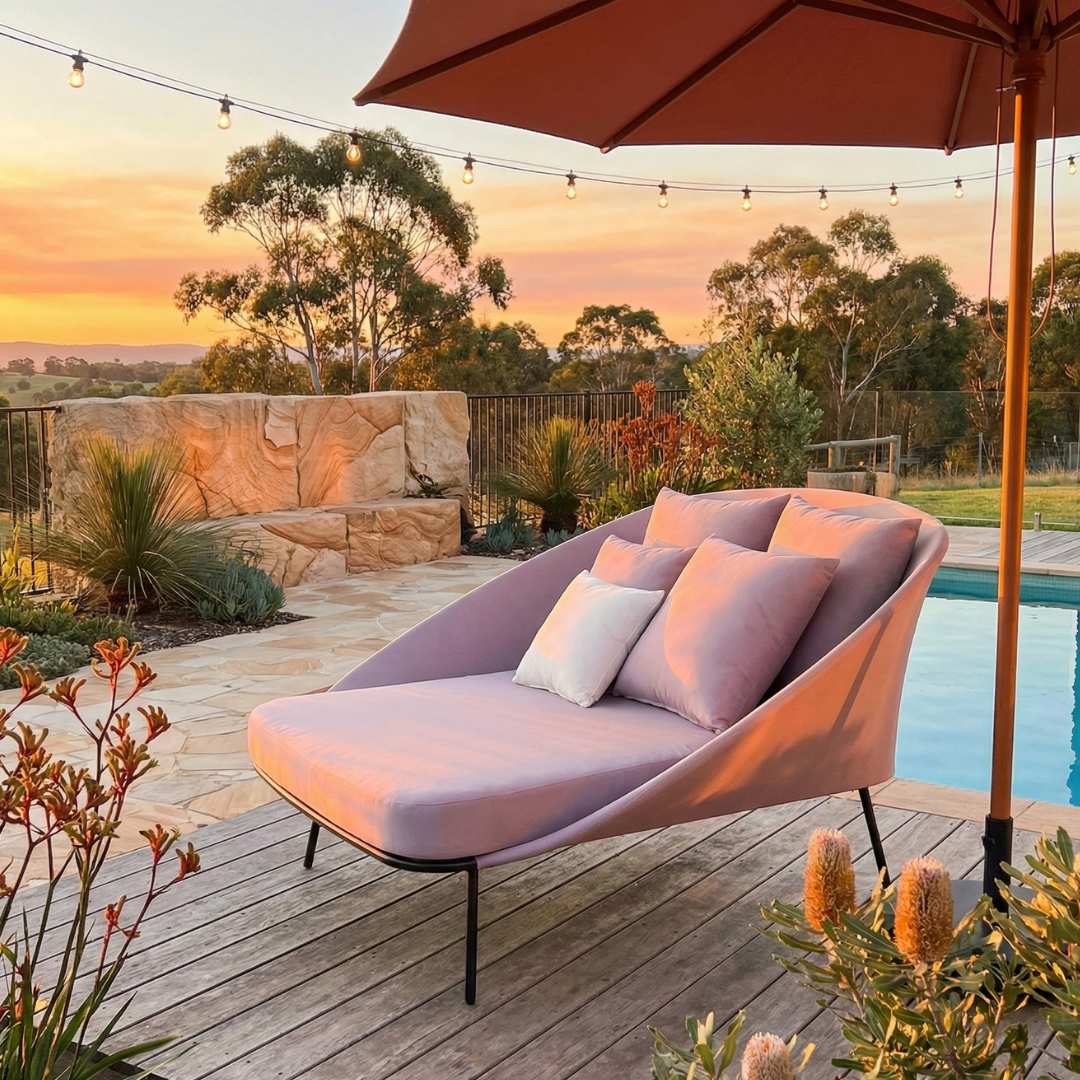 Twin Outdoor Sun Lounge Double Chaise - Grey and White