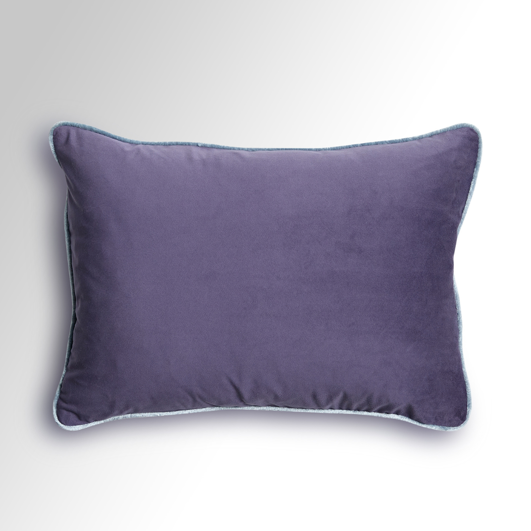 Flex Purple Premium Velvet Cushion with Light Blue Piping - Rectangle