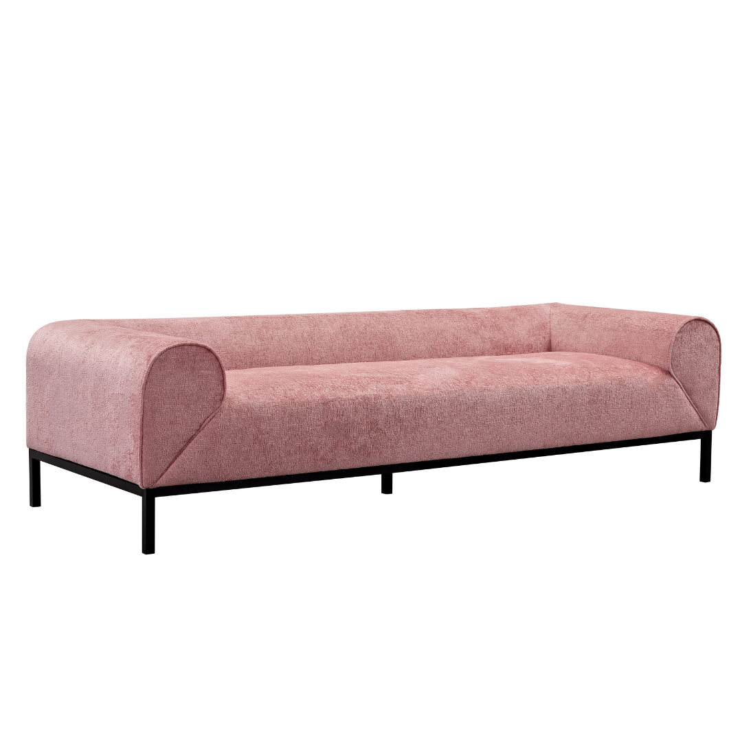 Palm Rolled 3 Seater Sofa - Premium Pink
