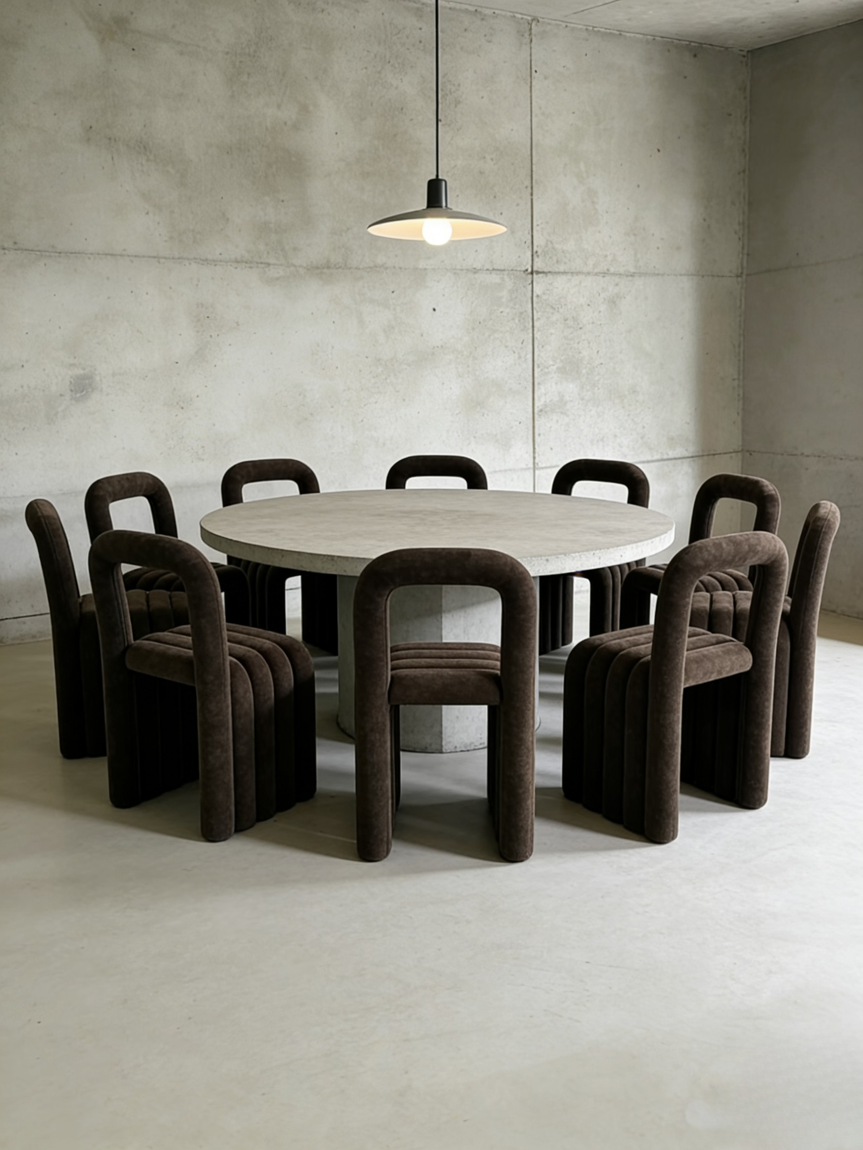 Arch Ribbed Dining Chair | Brown Velvet