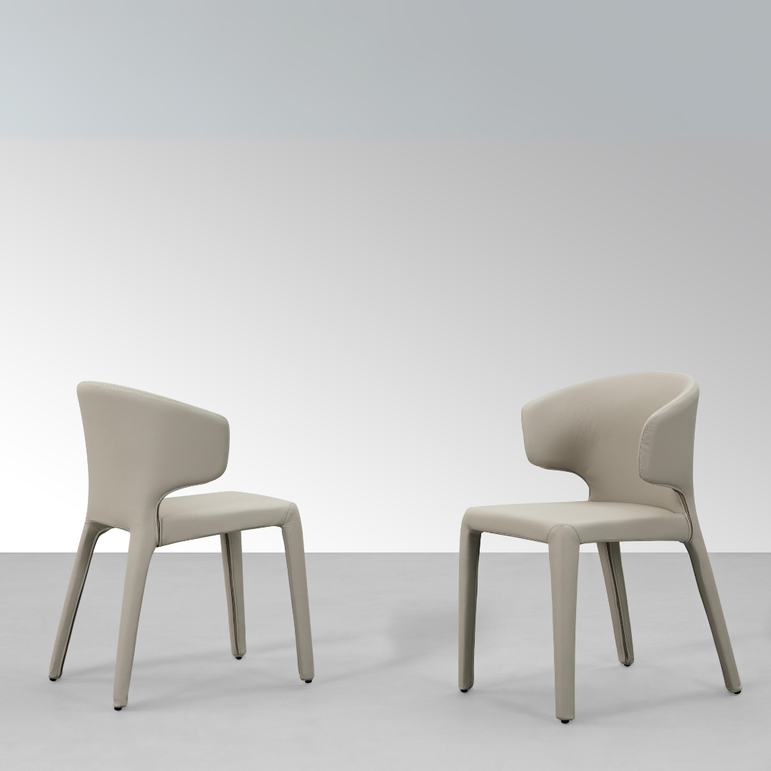 Toorak Dining Chair - Grey Faux Leather in Grey Background