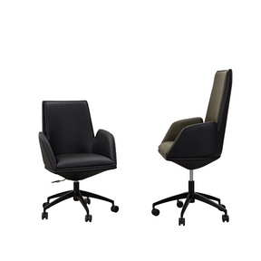 Imperial Low and High Office Chair - Black Faux Leather in White Background
