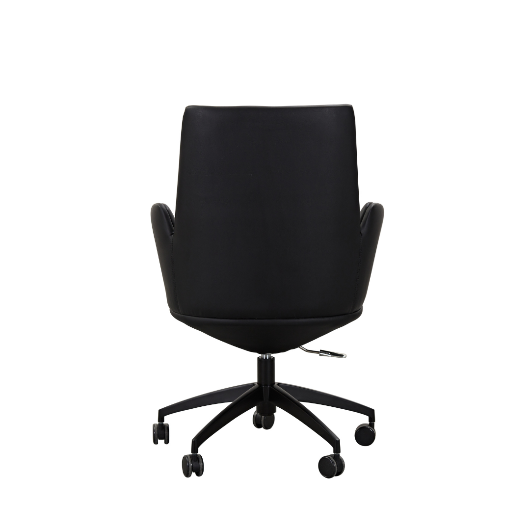Imperial Low Office Chair - Black Faux Leather in Grey Background