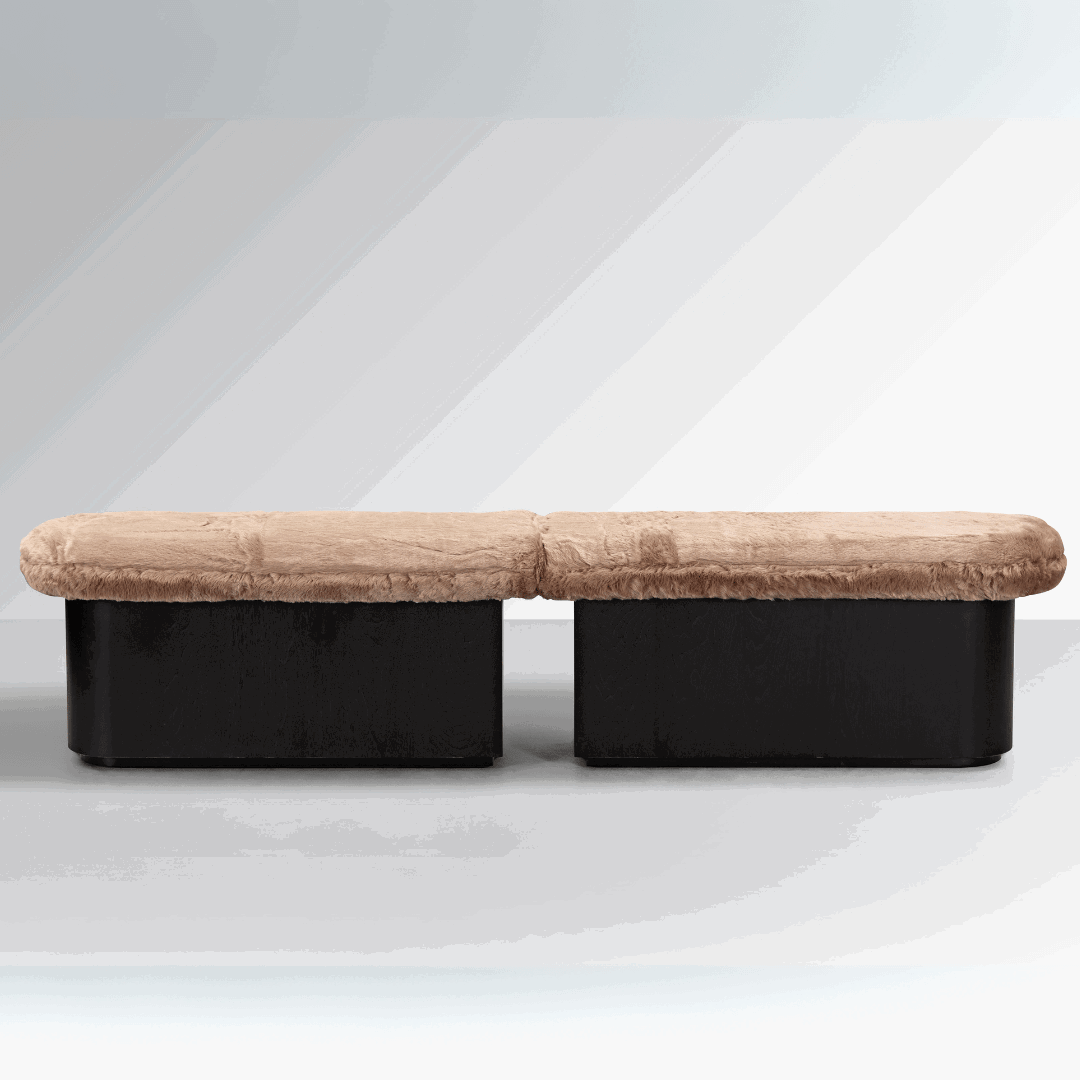 Amelie Bench Ottoman - Brown Faux Fur - BUBULAND HOME