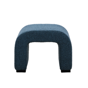 Arch Bench Ottoman Blue Boucle 60cm Front View in White Background