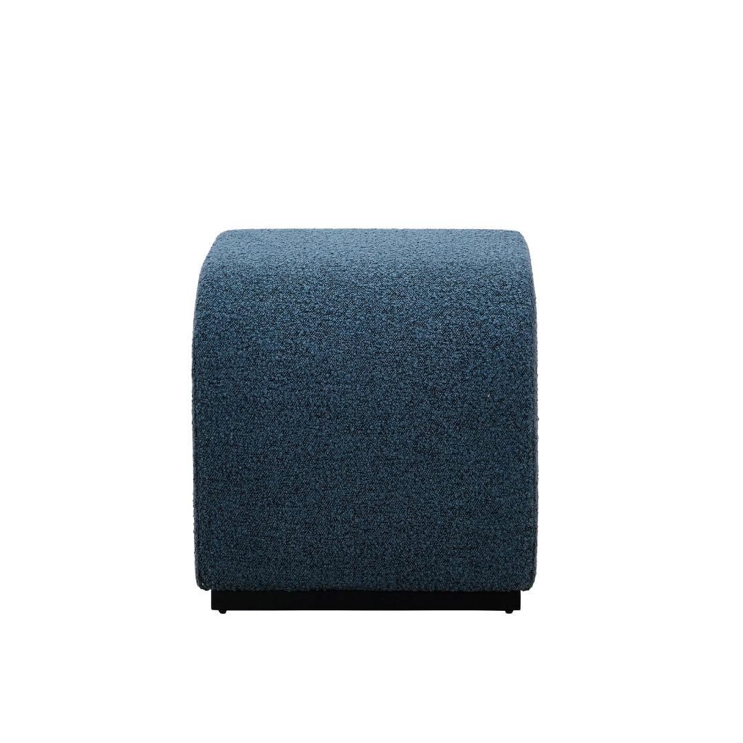Arch Bench Ottoman Blue Boucle 60cm Side View in White Background