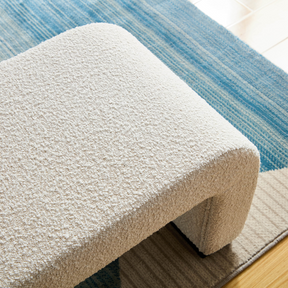 Arch Bench Ottoman Premium Ivory Boucle 60cm_120cm On Corner Detailed View in a Room Setting