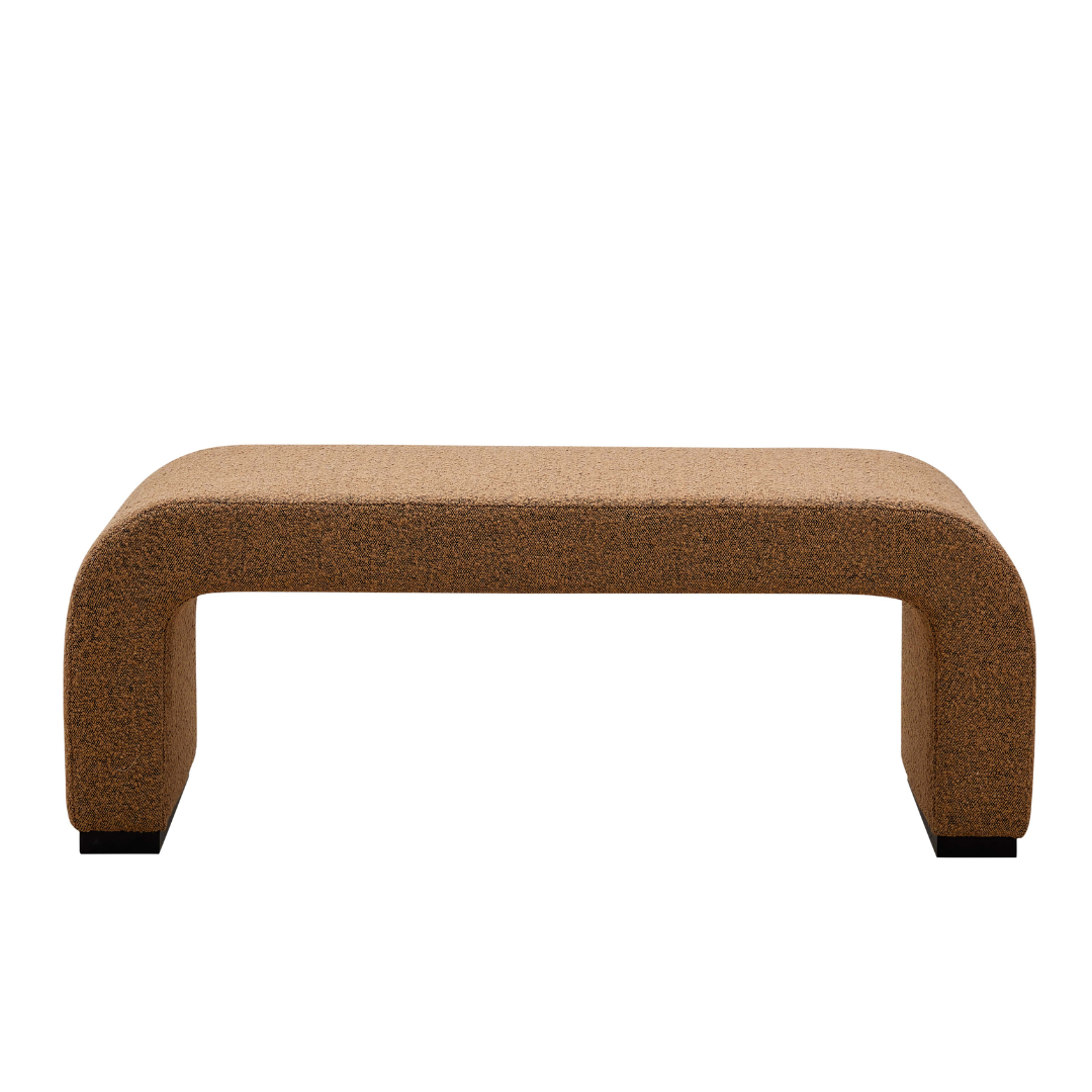 Arch Bench Ottoman Premium Terracotta Boucle 60cm Front On View in a White Background