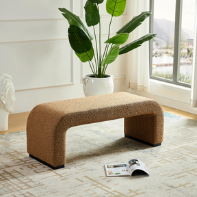 Arch Bench Ottoman Premium Terracotta Boucle 60cm Side View in a Room Setting