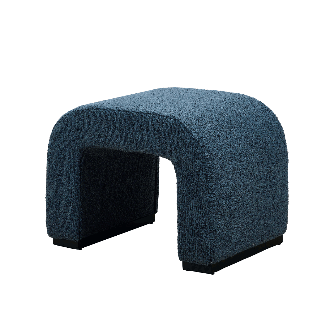 Arch Bench Ottoman - Premium Blue Boucle 60cm/120cm/155cm/180cm - ottoman Small: 60cm W x 45cm D x 45cm H / Premium Blue Boucle BUBULAND HOME