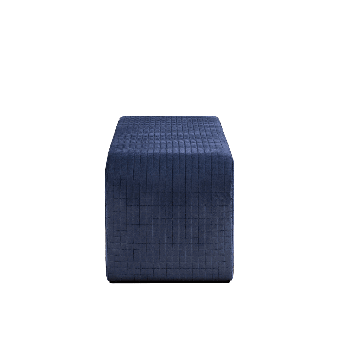 Arch Bench Ottoman with Quilted Pattern - Premium Blue Velvet - BUBULAND HOME
