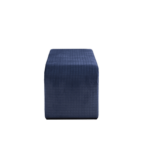 Arch Bench Ottoman with Quilted Pattern - Premium Blue Velvet - BUBULAND HOME