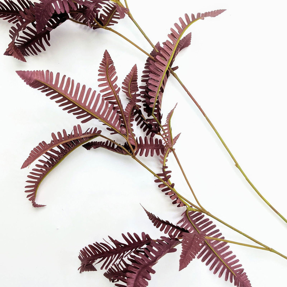 Artificial Fern Long Leaves - Red - BUBULAND HOME