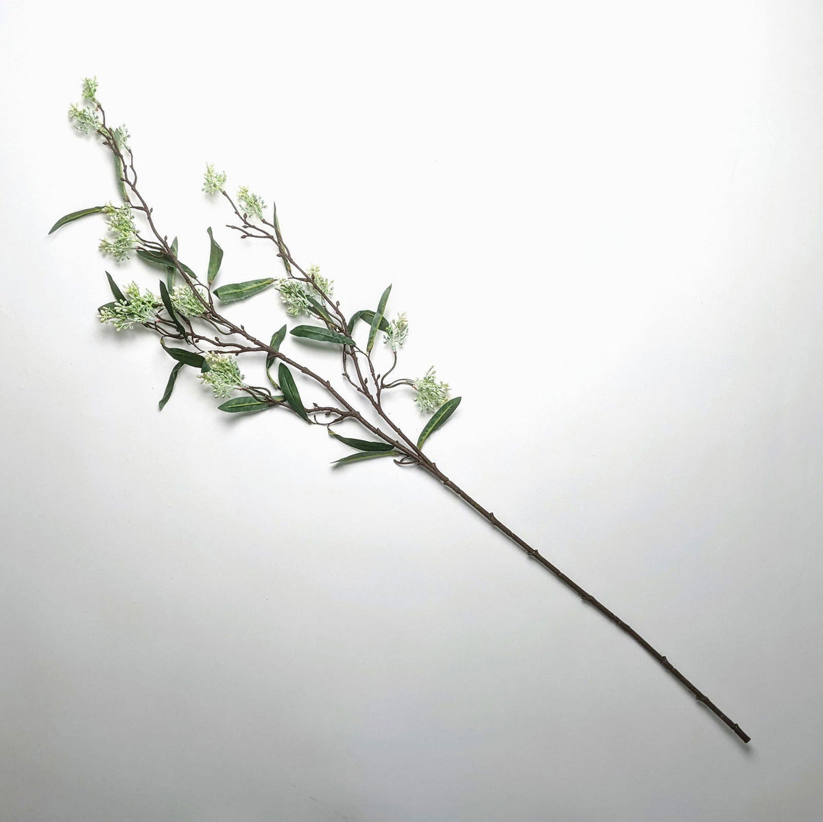 Artificial Gum Stem Long Leaves - Silver - BUBULAND HOME