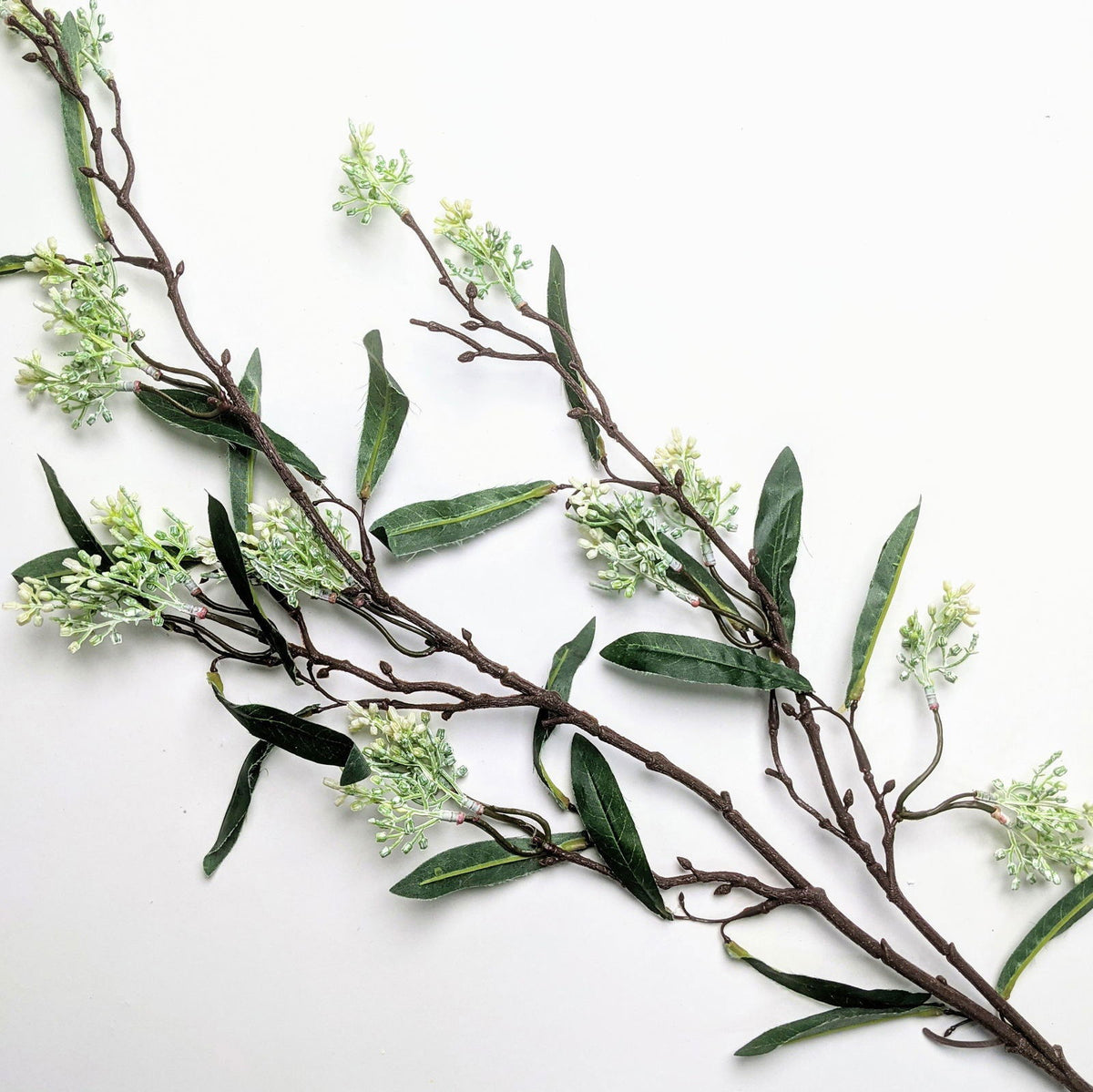 Artificial Gum Stem Long Leaves - Silver - BUBULAND HOME