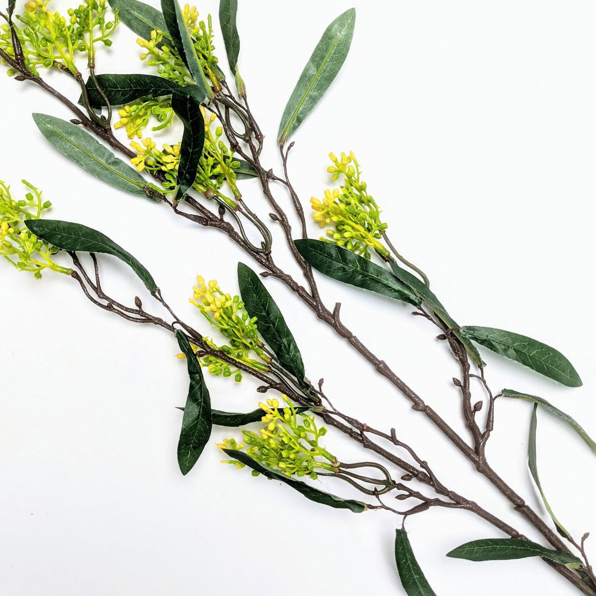 Artificial Gum Stem Long Leaves - Yellow - BUBULAND HOME