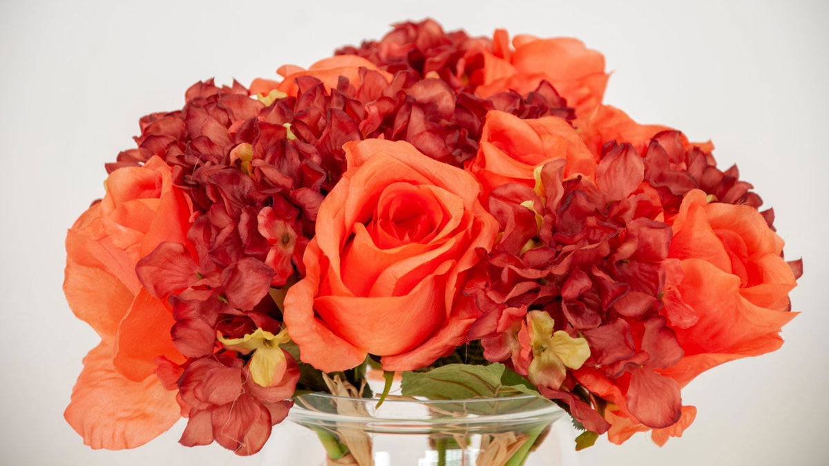 Artificial Red Rose and Milan Hydrangea Bouquet BUBULAND HOME