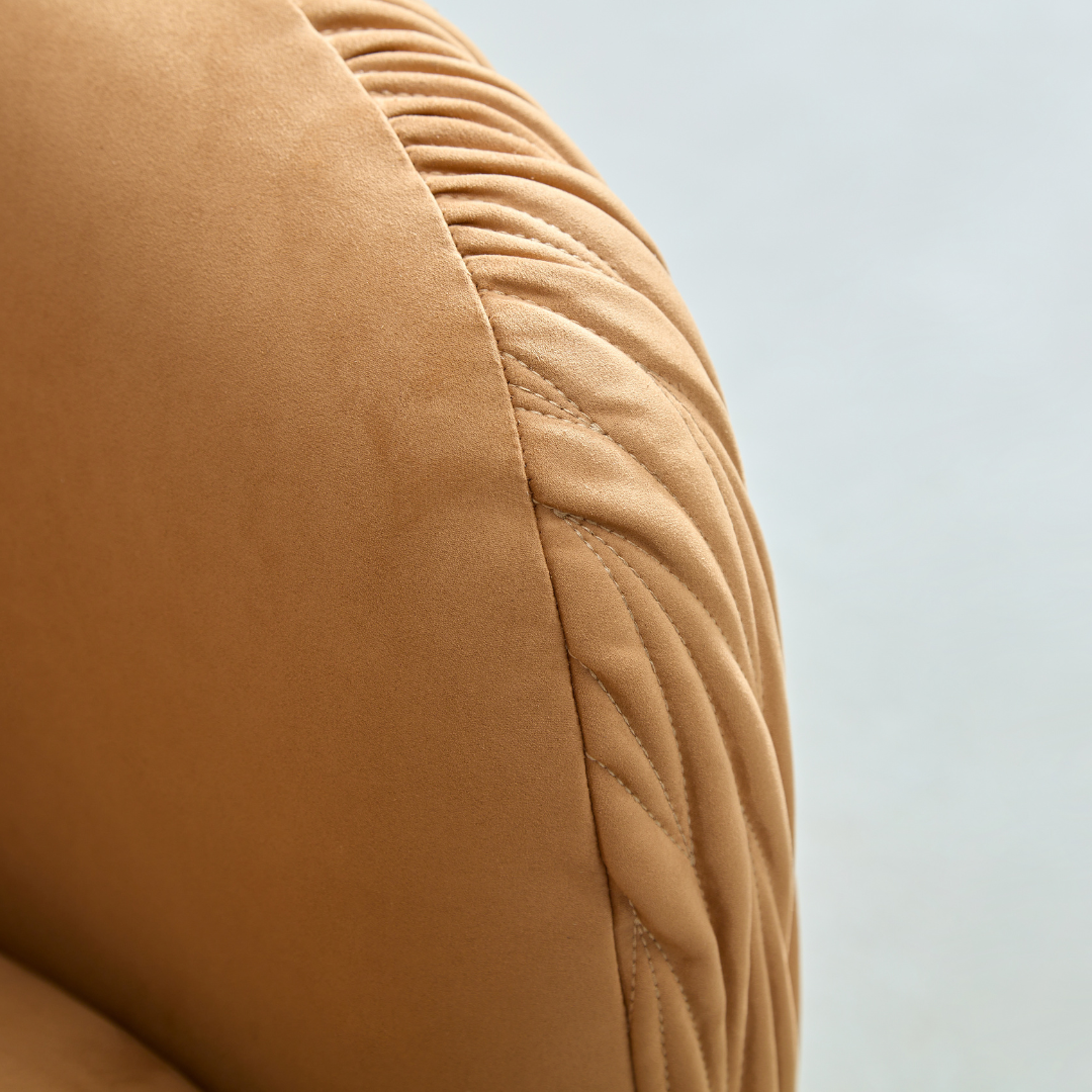 Barry Swivel Armchair with Pinched Plate - Caramel Suede - Armchair Caramel Suede BUBULAND HOME