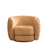 Barry Swivel Armchair with Pinched Plate - Caramel Suede - Armchair Caramel Suede BUBULAND HOME