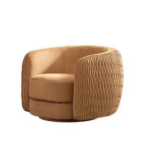 Barry Swivel Armchair with Pinched Plate - Caramel Suede - Armchair Caramel Suede BUBULAND HOME