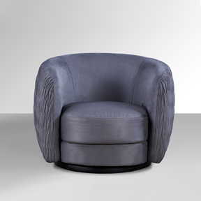 Barry Swivel Armchair with Pinched Plate - Grey Suede - Armchair Grey Suede BUBULAND HOME