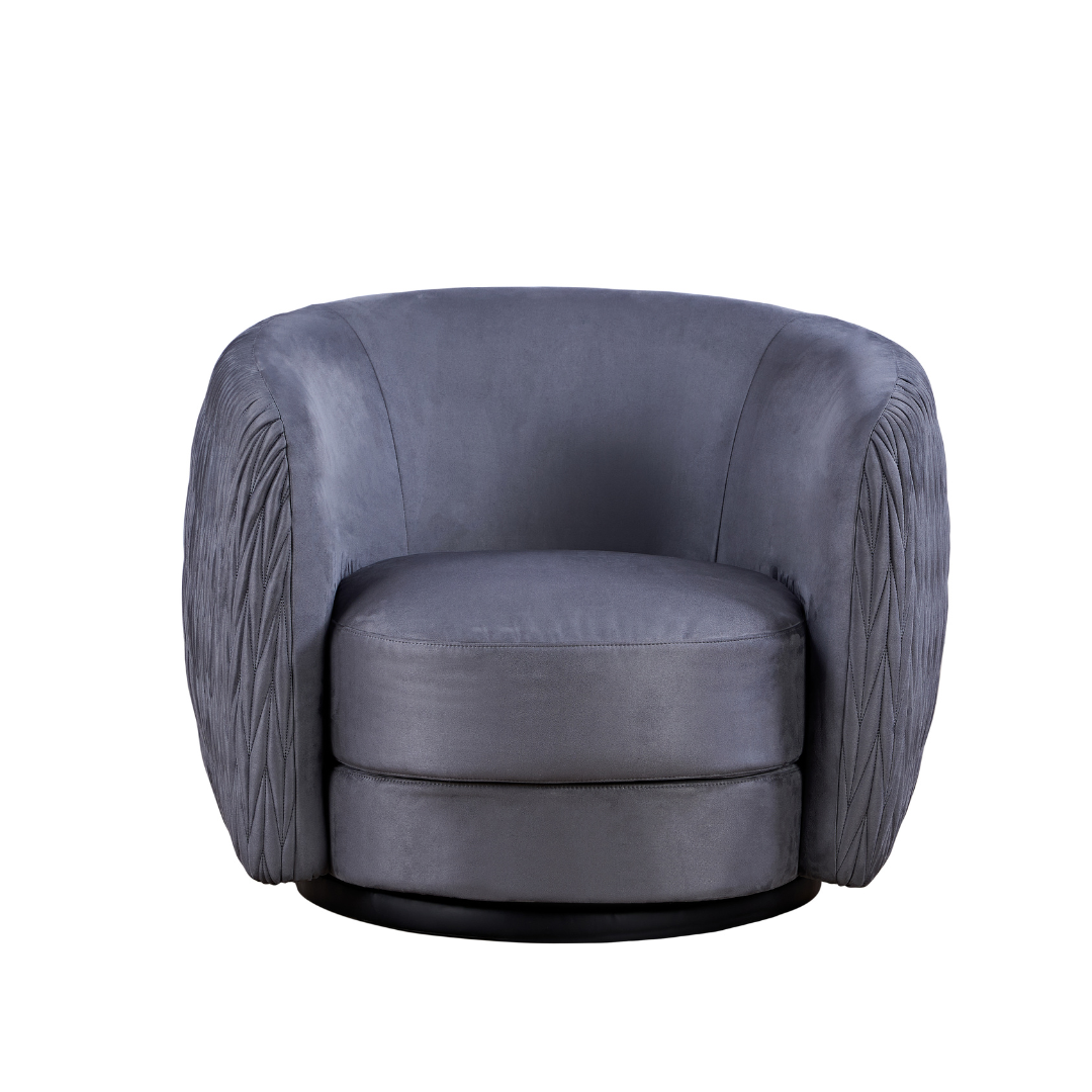 Barry Swivel Armchair with Pinched Plate - Grey Suede BUBULAND HOME